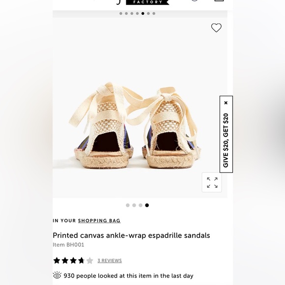 Jcrew women’s printed canvas ankle wrap espadrilles. - Picture 4 of 4